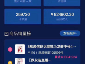 截止9点钟,罗永浩直播销售额3296.7万