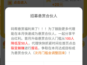 码帮任务悬赏平台招募合伙人(只需要50个直推用户)